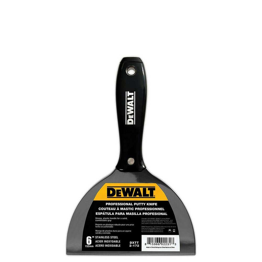 DeWalt® Stainless Steel Plastic Handle Putty Knife – 6”
