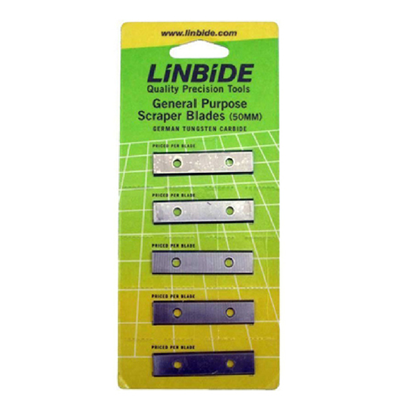 Linbide 50mm Scraper Blades 5 Pack Card