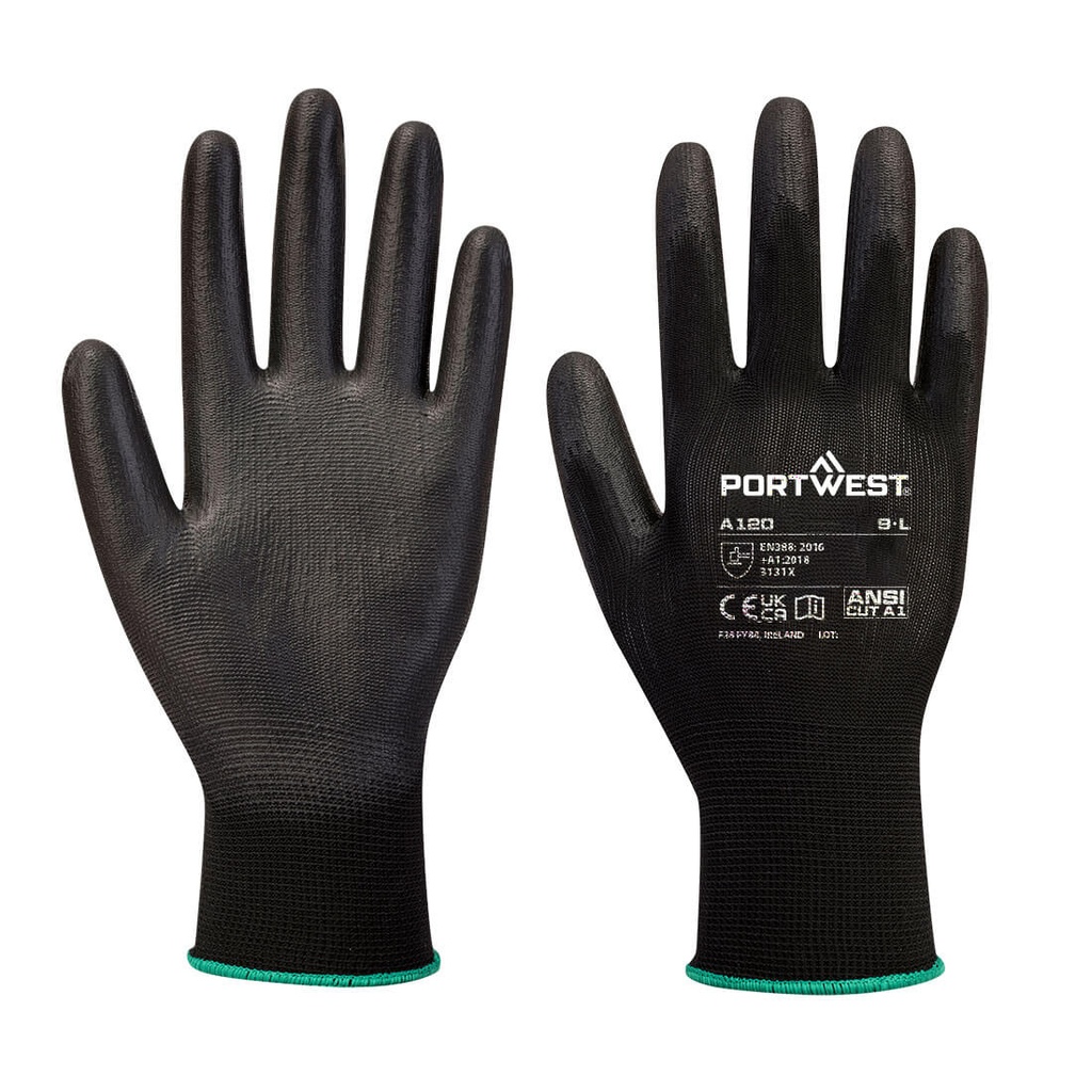 Portwest A120 - Pu Palm Glove Black Lrg