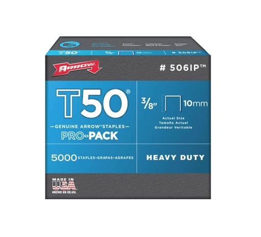 [TO-506IP] Arrow™ T50 Staples – 10mm (3/8”) Bulk Pack 5000