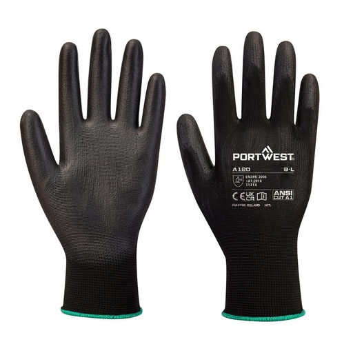 [PW-A120B4RL] Portwest A120 - Pu Palm Glove Black Lrg