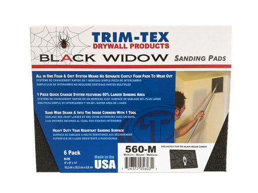 [WBT-72-560M] Trim-Tex Black Widow Sanding Pad - Medium - 6Pk